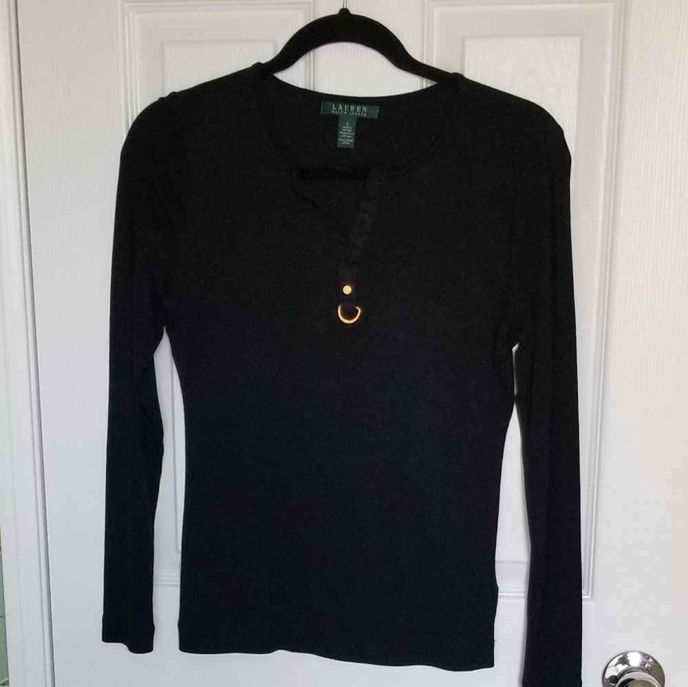 Lauren Ralph Lauren Black Top with Gold Accents